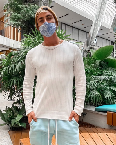 Clear Collective Reusable Mask Blue Cloud | Adult | No Valve | Reusable Anti Odour Cotton Face Mask