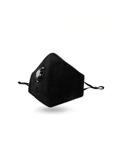 Black | Adult | Valve | Reusable Cotton Face Mask (In Stock)