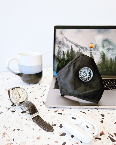 Clear Collective Reusable Mask with Valve Black Velvet | Adult | Valve | Reusable Face Mask (In Stock)
