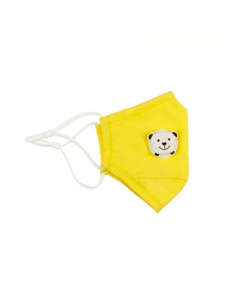 Clear Collective Reusable Mask with Valve Canary Yellow | Kids | Valve | Reusable Anti Odour Cotton Face Mask