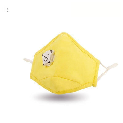 Clear Collective Reusable Mask with Valve Canary Yellow | Kids | Valve | Reusable Anti Odour Cotton Face Mask
