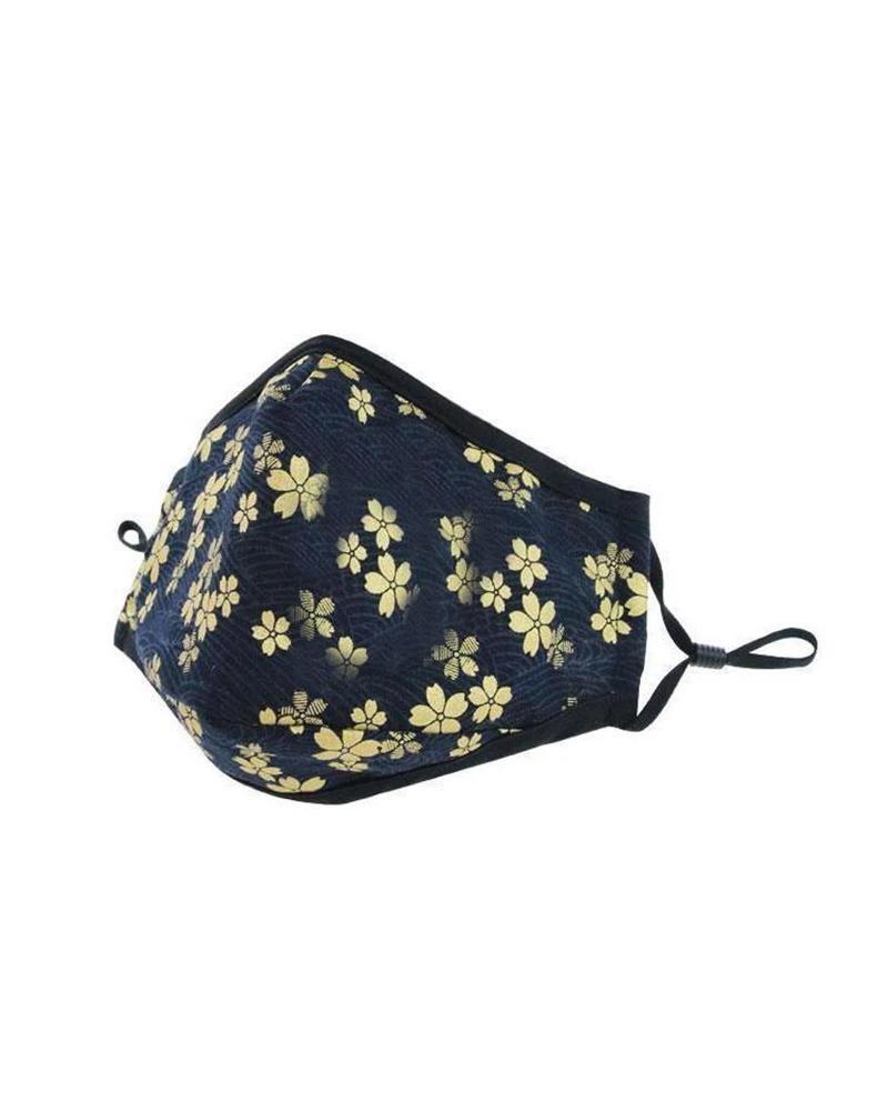 Clear Collective Reusable Mask with Valve Goldie Gold Flower | Adult | No Valve | Reusable Anti Odour Cotton Face Mask (In Stock)